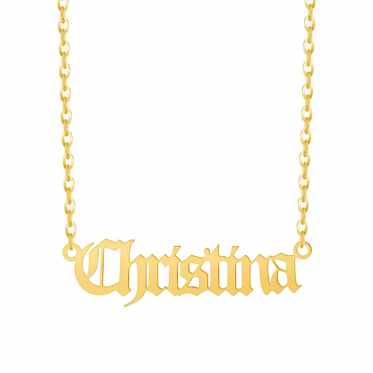 Bohomoon Stainless Steel Gothic Nameplate Necklace