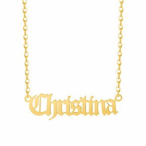 Bohomoon Stainless Steel Gothic Nameplate Necklace