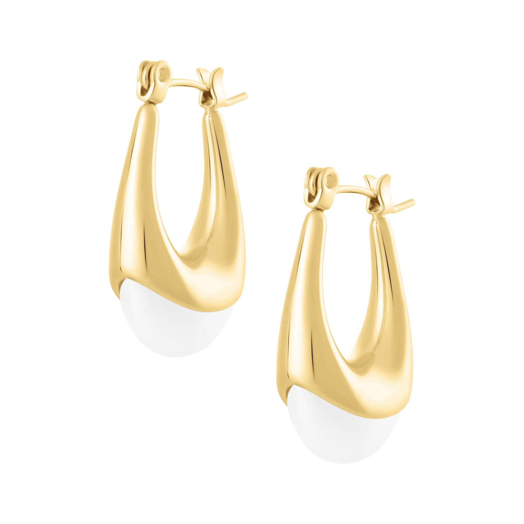 Bohomoon Stainless Steel Halle Pearl Hoop Earrings