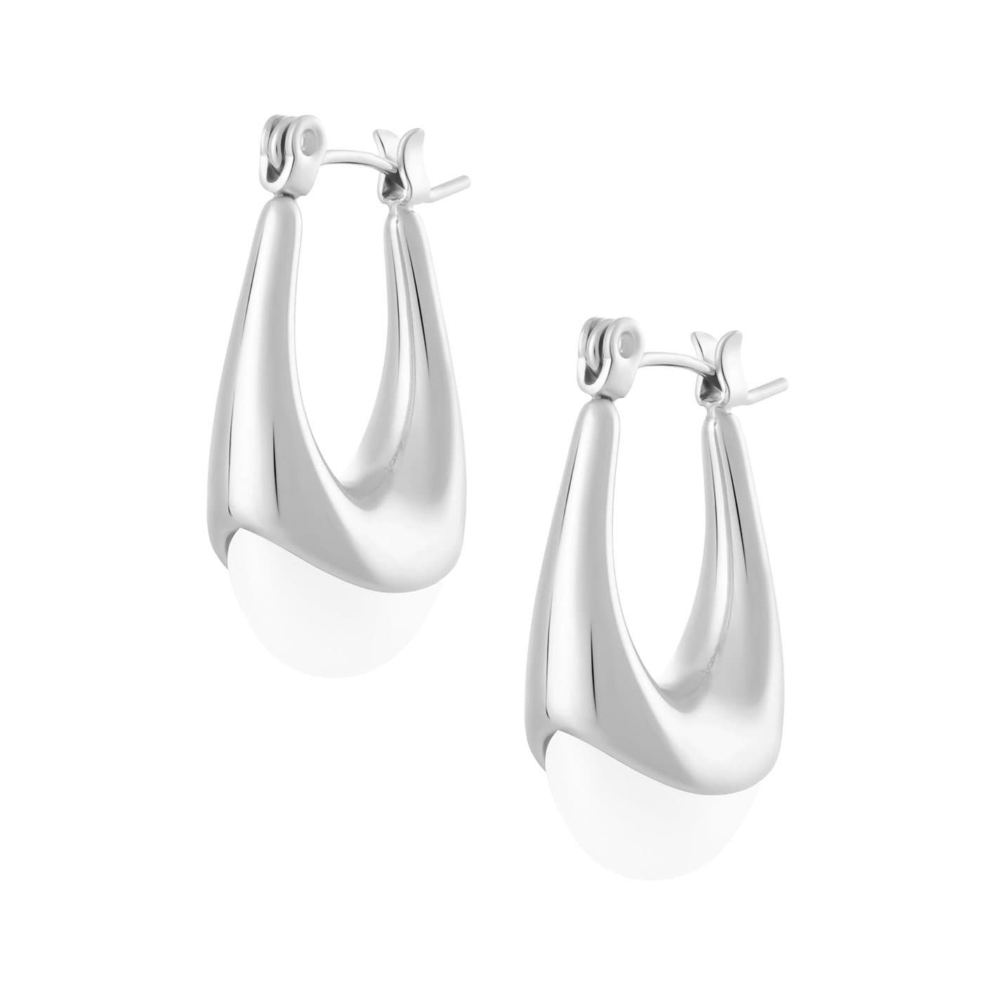 Bohomoon Stainless Steel Halle Pearl Hoop Earrings