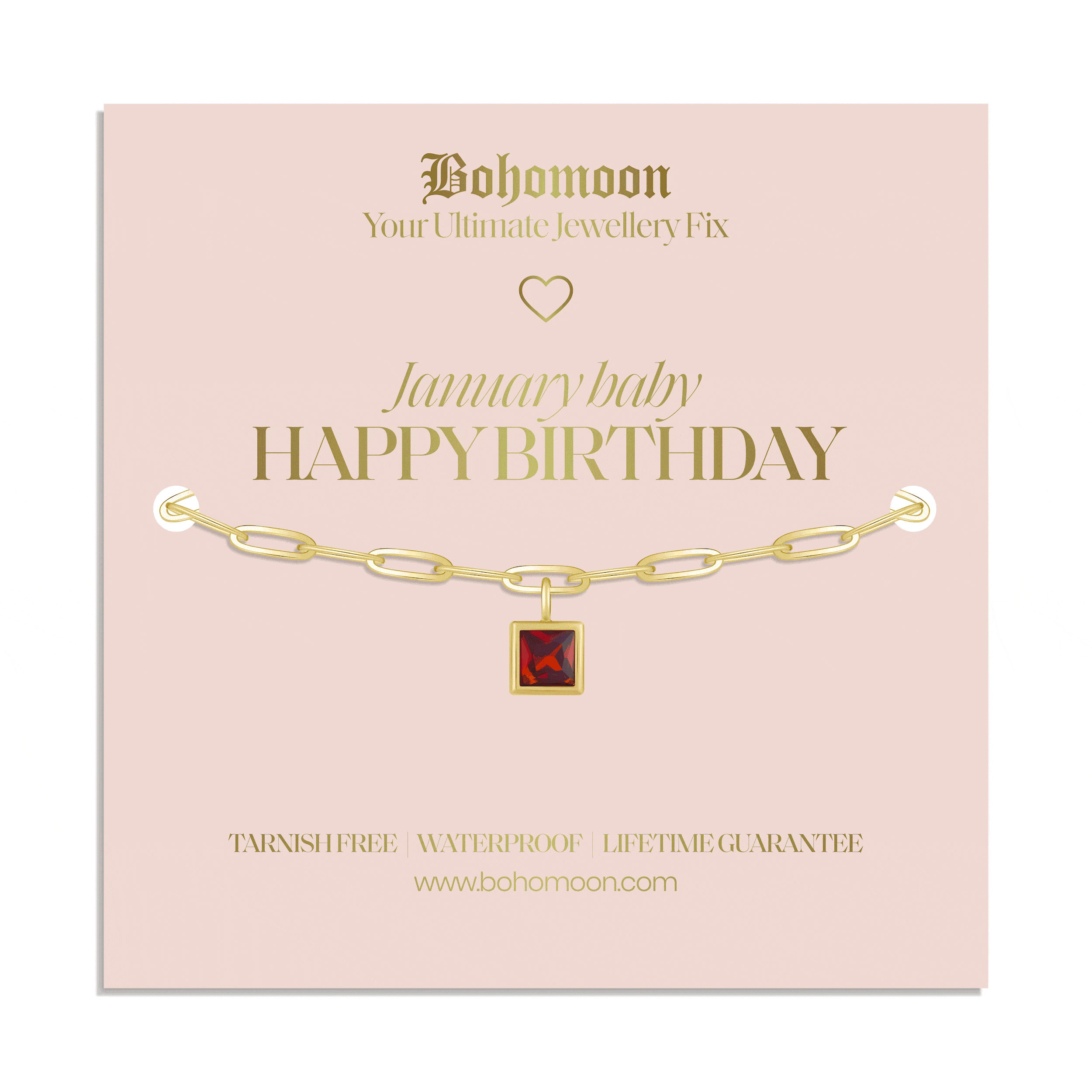 Bohomoon Stainless Steel Happy Birthday Birthstone Bracelet