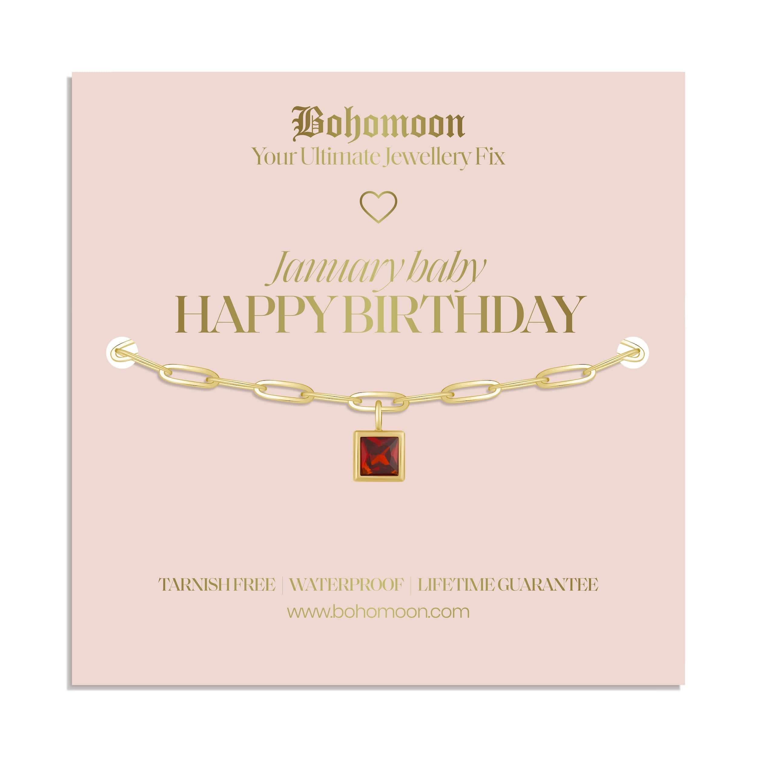 Bohomoon Stainless Steel Happy Birthday Birthstone Bracelet