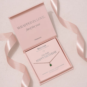 Bohomoon Stainless Steel Happy Birthday Birthstone Necklace