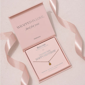 Bohomoon Stainless Steel Happy Birthday Birthstone Necklace