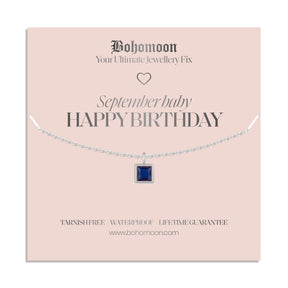 Bohomoon Stainless Steel Happy Birthday Birthstone Necklace