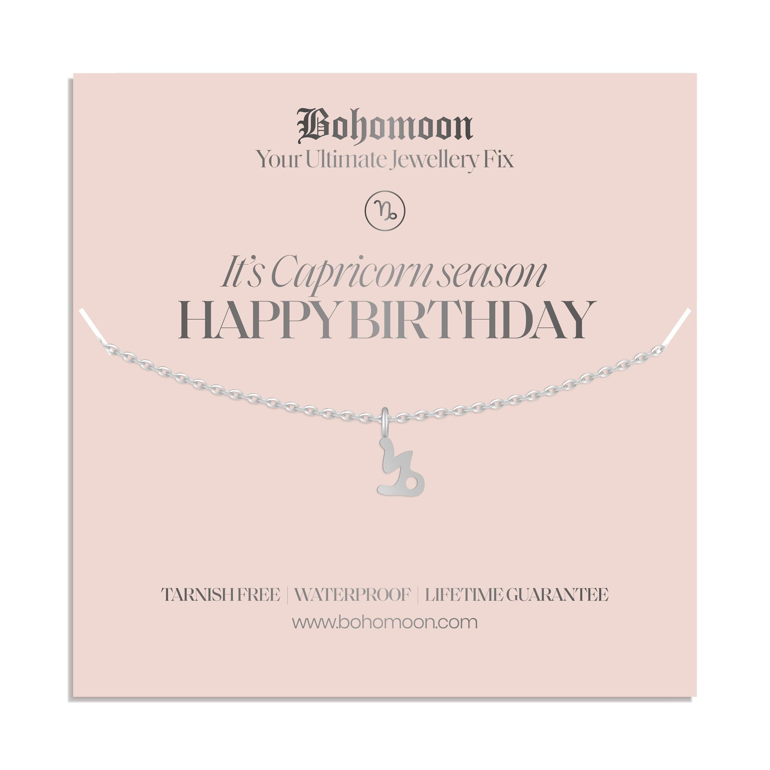 Bohomoon Stainless Steel Happy Birthday Zodiac Necklace