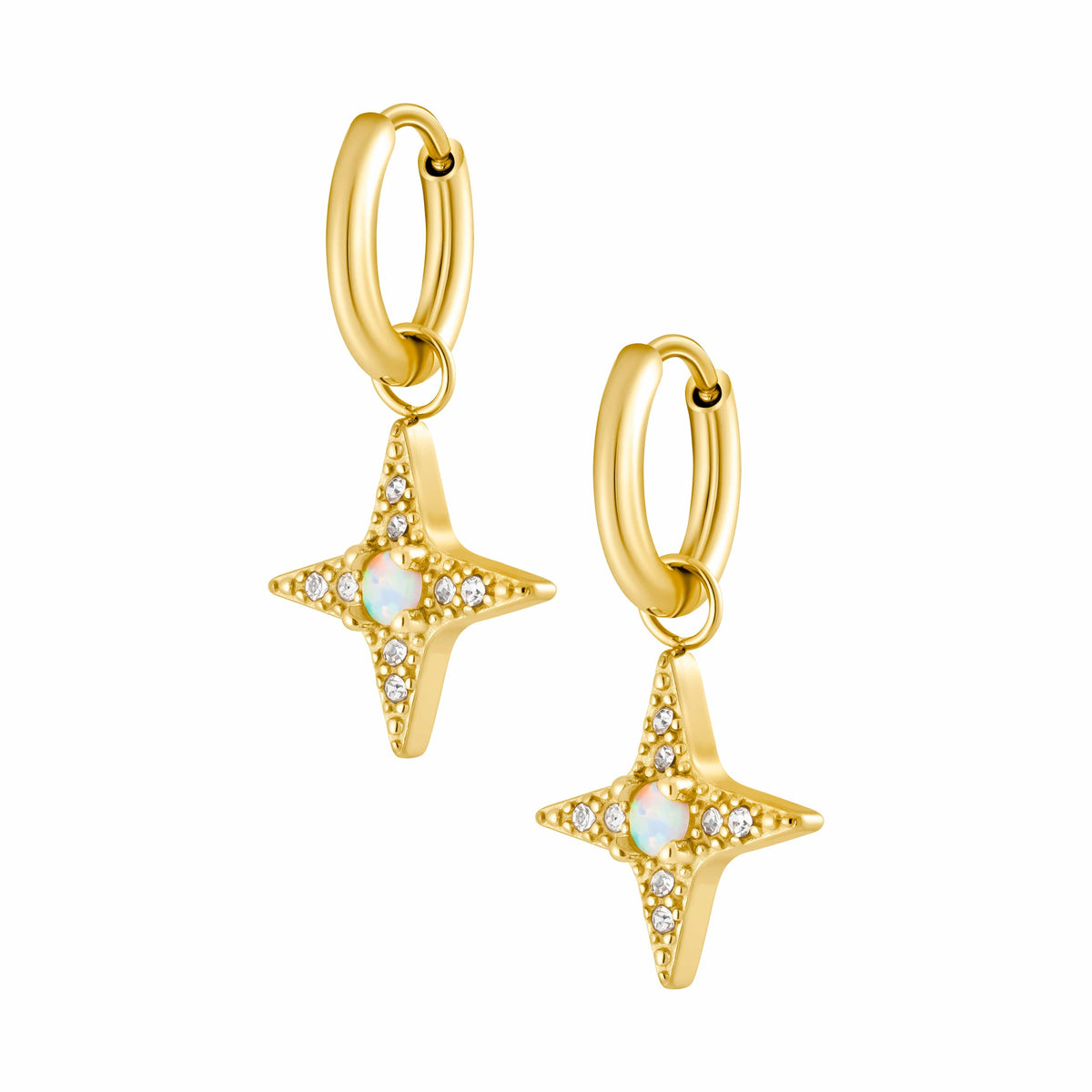 Bohomoon Stainless Steel Harriet Opal Hoop Earrings