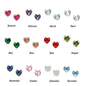 BohoMoon Stainless Steel Heart Birthstone Earrings