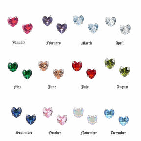 Bohomoon Stainless Steel Heart Birthstone Earrings