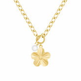 Bohomoon Stainless Steel Hibiscus Pearl TBar Necklace