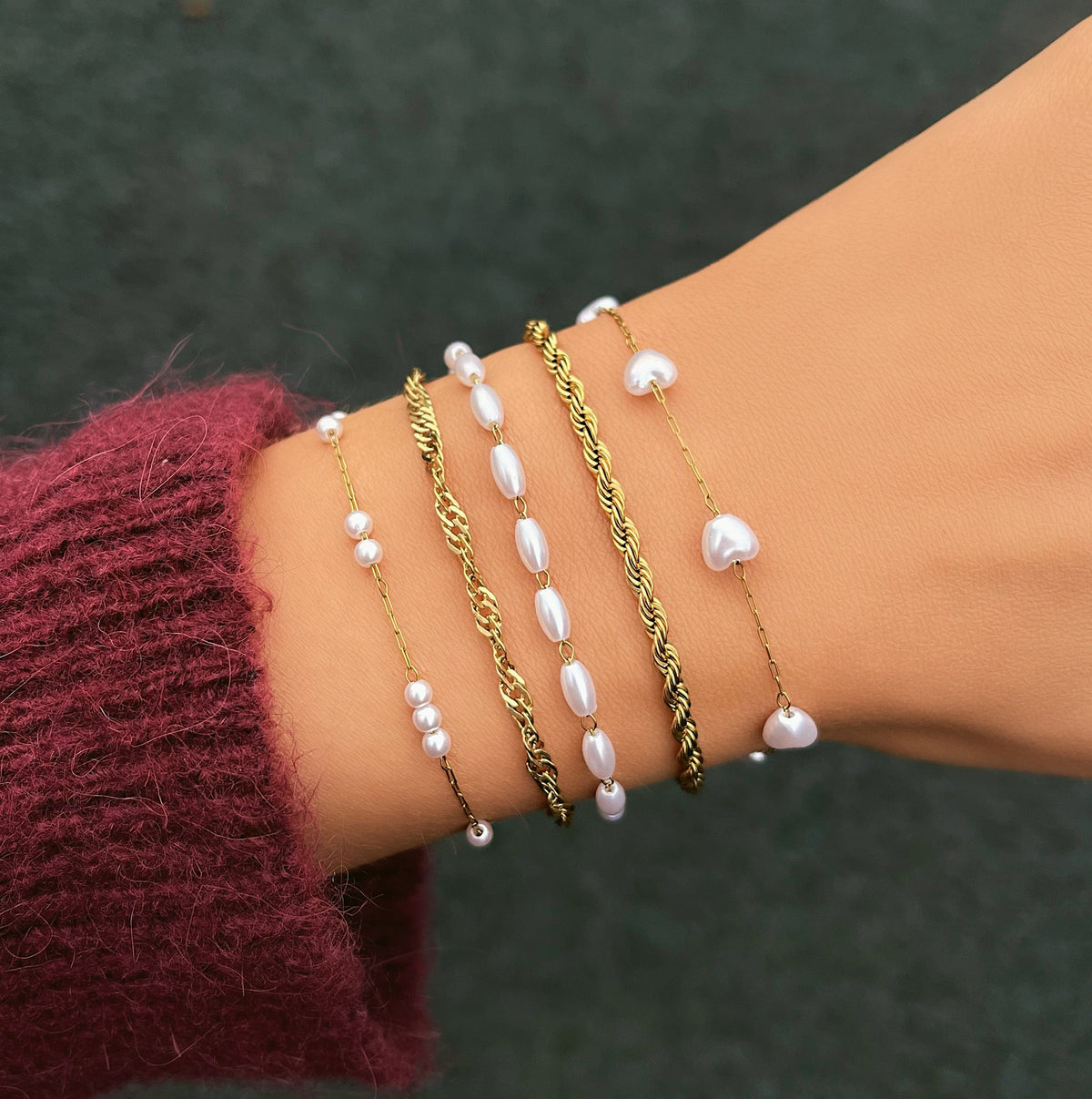 Bohomoon Stainless Steel Holiday Romance Pearl Bracelet