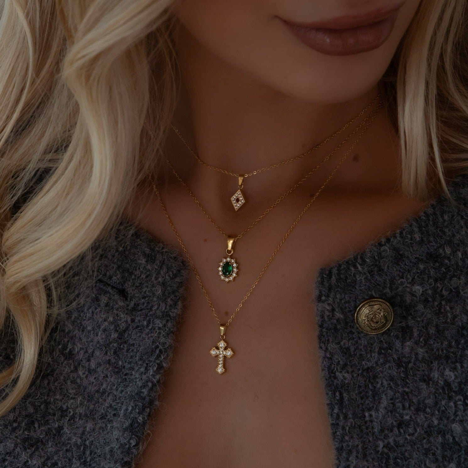 BohoMoon Stainless Steel Imani Cross Necklace Gold