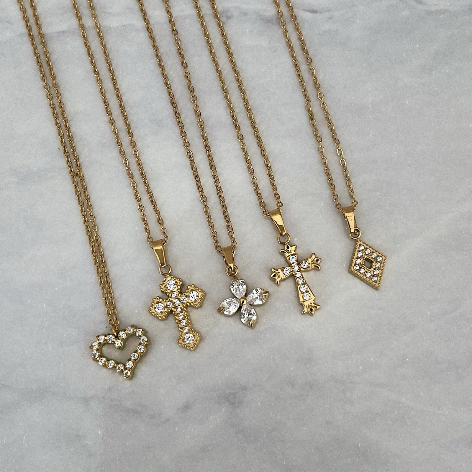 BohoMoon Stainless Steel Imani Cross Necklace Gold