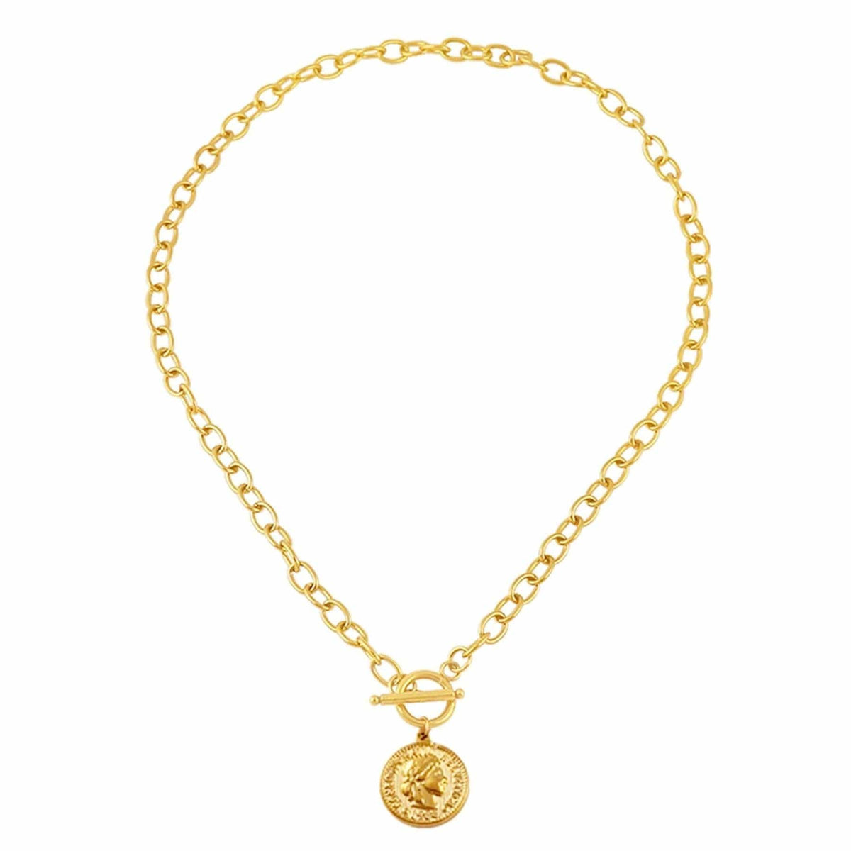 BohoMoon Stainless Steel Imogen Coin Tbar Necklace Gold