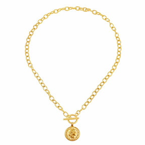 BohoMoon Stainless Steel Imogen Coin Tbar Necklace Gold