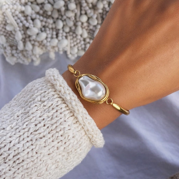 Bohomoon Stainless Steel Laurel Pearl Bracelet
