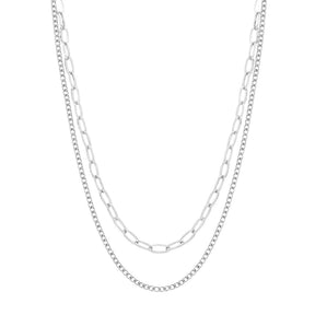 BohoMoon Stainless Steel Influx Layered Necklace Silver