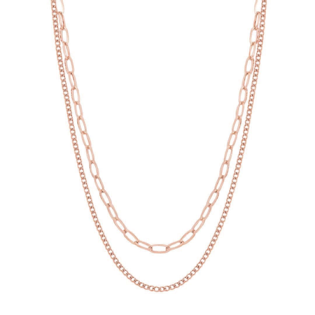 BohoMoon Stainless Steel Influx Layered Necklace Rose Gold