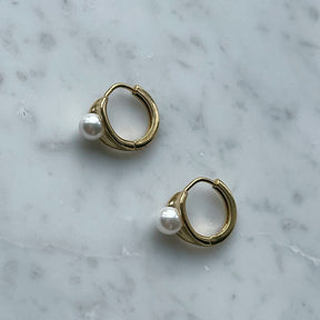 Bohomoon Stainless Steel Iris Pearl Hoop Earrings