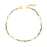 BohoMoon Stainless Steel Isla Labradorite Anklet Gold