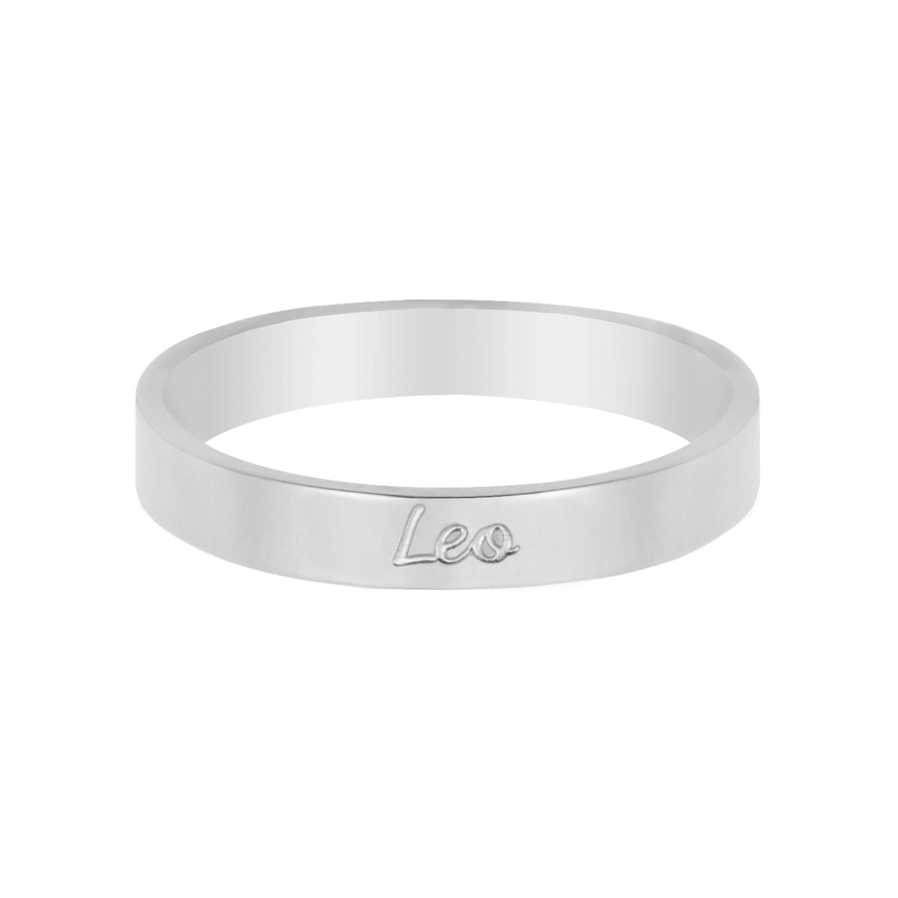 BohoMoon Stainless Steel Italic Zodiac Ring Silver Leo / US 4 / UK H / EUR 46 / (xxsmall)