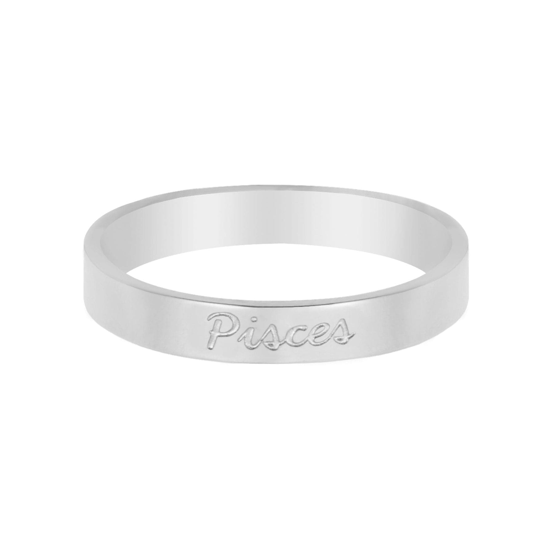 BohoMoon Stainless Steel Italic Zodiac Ring Silver Pisces / US 4 / UK H / EUR 46 / (xxsmall)