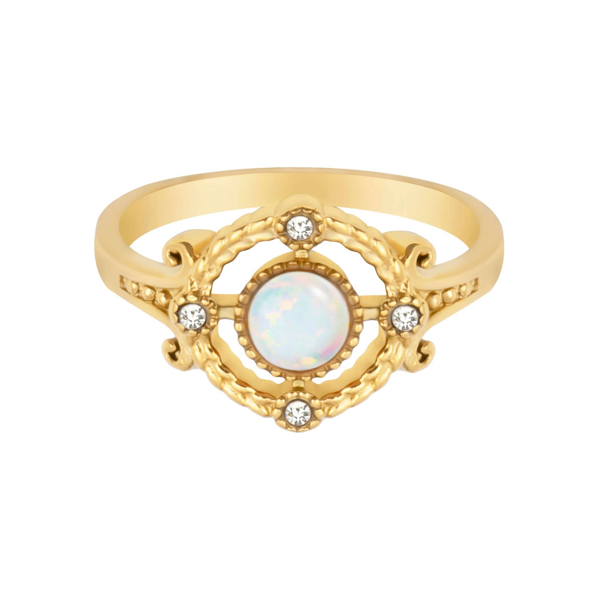 BohoMoon Stainless Steel Jolie Opal Ring Gold / US 4 / UK H / EUR 46 / (xxsmall)
