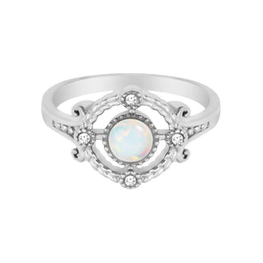 BohoMoon Stainless Steel Jolie Opal Ring Silver / US 4 / UK H / EUR 46 / (xxsmall)