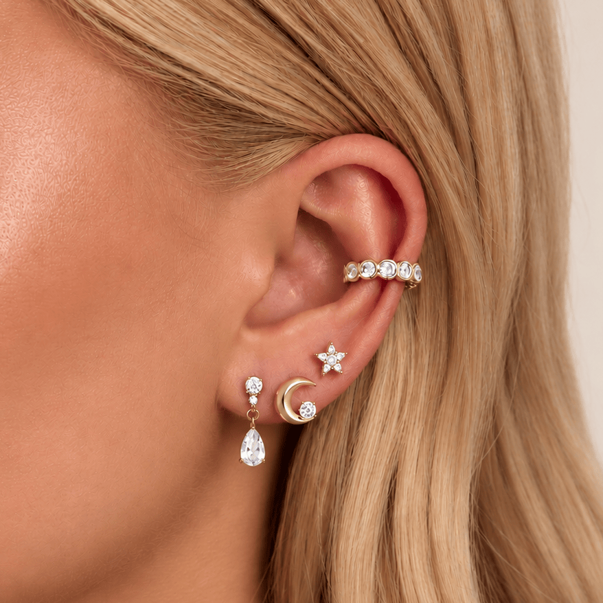 Bohomoon Stainless Steel Kara Moon Stud Earrings