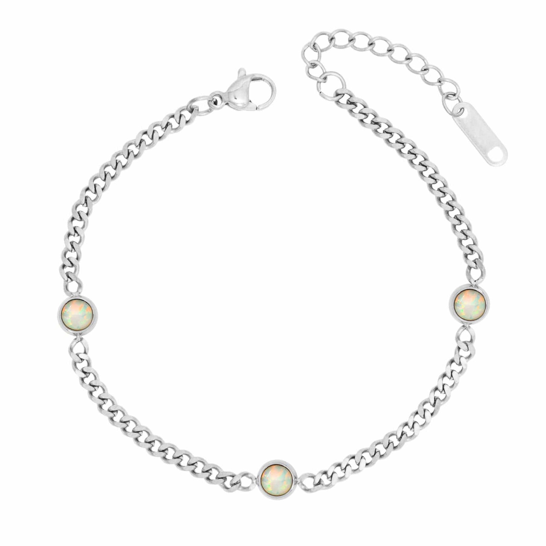 BohoMoon Stainless Steel Karma Opal Bracelet Silver