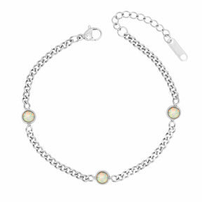 BohoMoon Stainless Steel Karma Opal Bracelet Silver