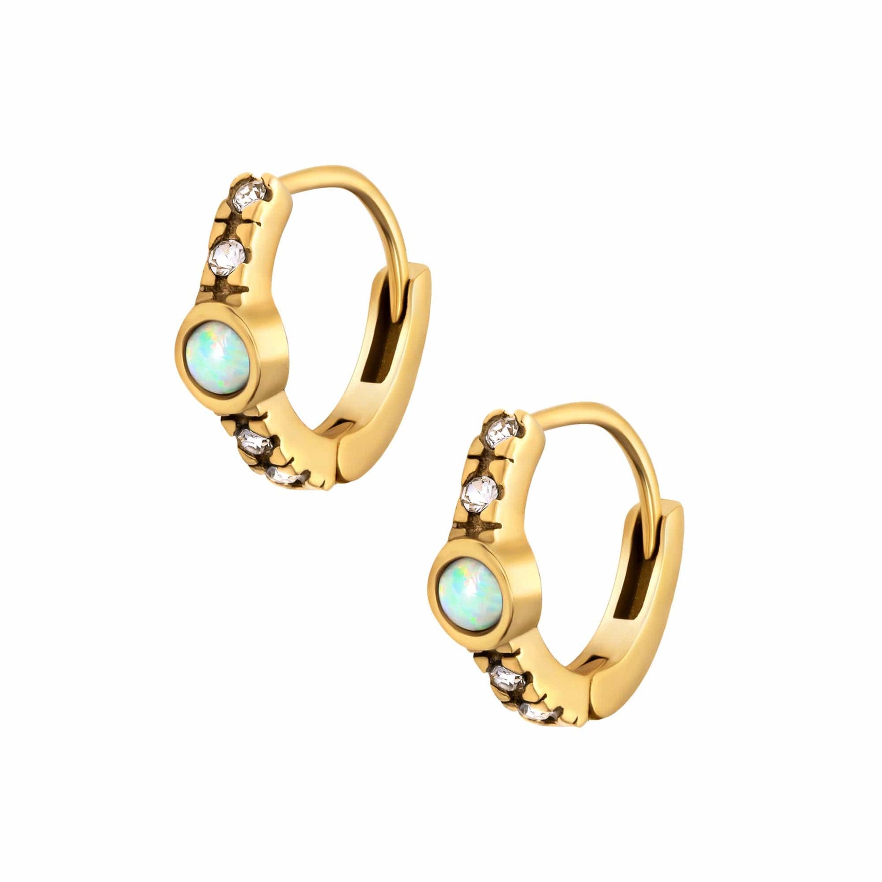 BohoMoon Stainless Steel Kiara Opal Hoop Earrings Gold