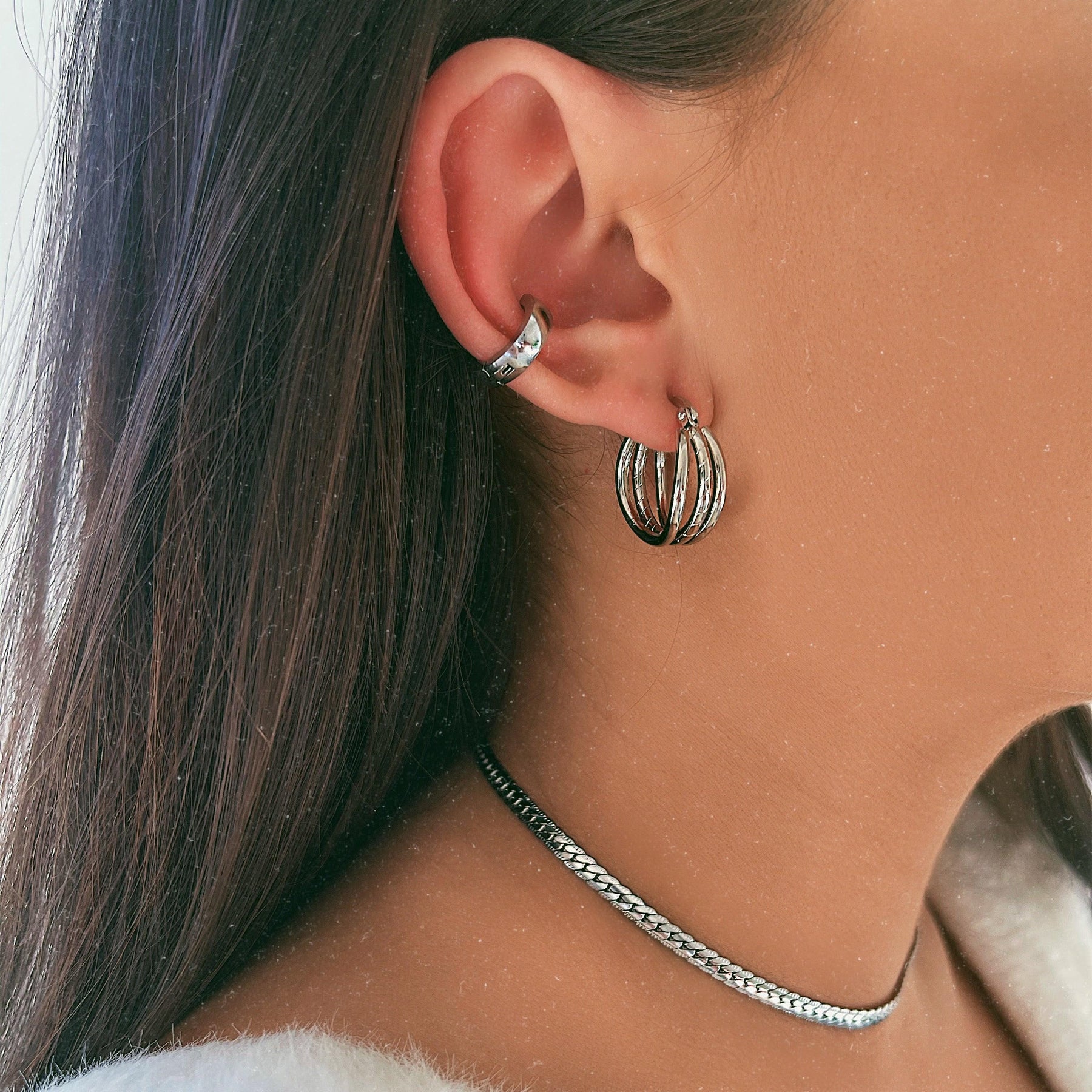 BohoMoon Stainless Steel Lea Triple Hoop Earrings