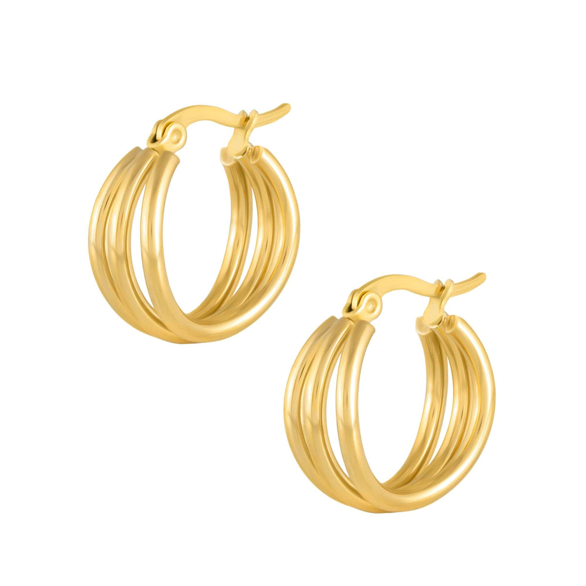 BohoMoon Stainless Steel Lea Triple Hoop Earrings Gold