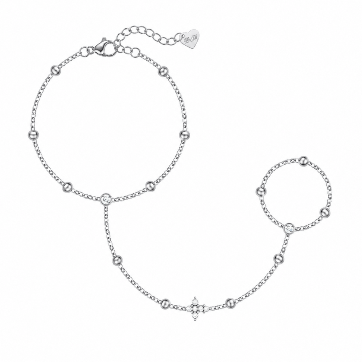 Bohomoon Stainless Steel Lois Cross Hand Chain Bracelet