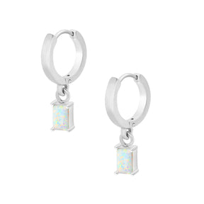 BohoMoon Stainless Steel Loretta Opal Hoop Earrings Silver