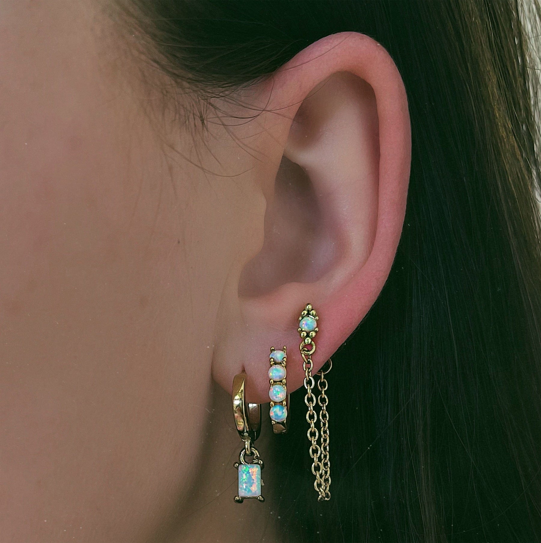 BohoMoon Stainless Steel Loretta Opal Hoop Earrings