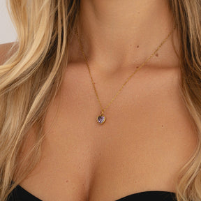 Bohomoon Stainless Steel Love Heart Birthstone Necklace