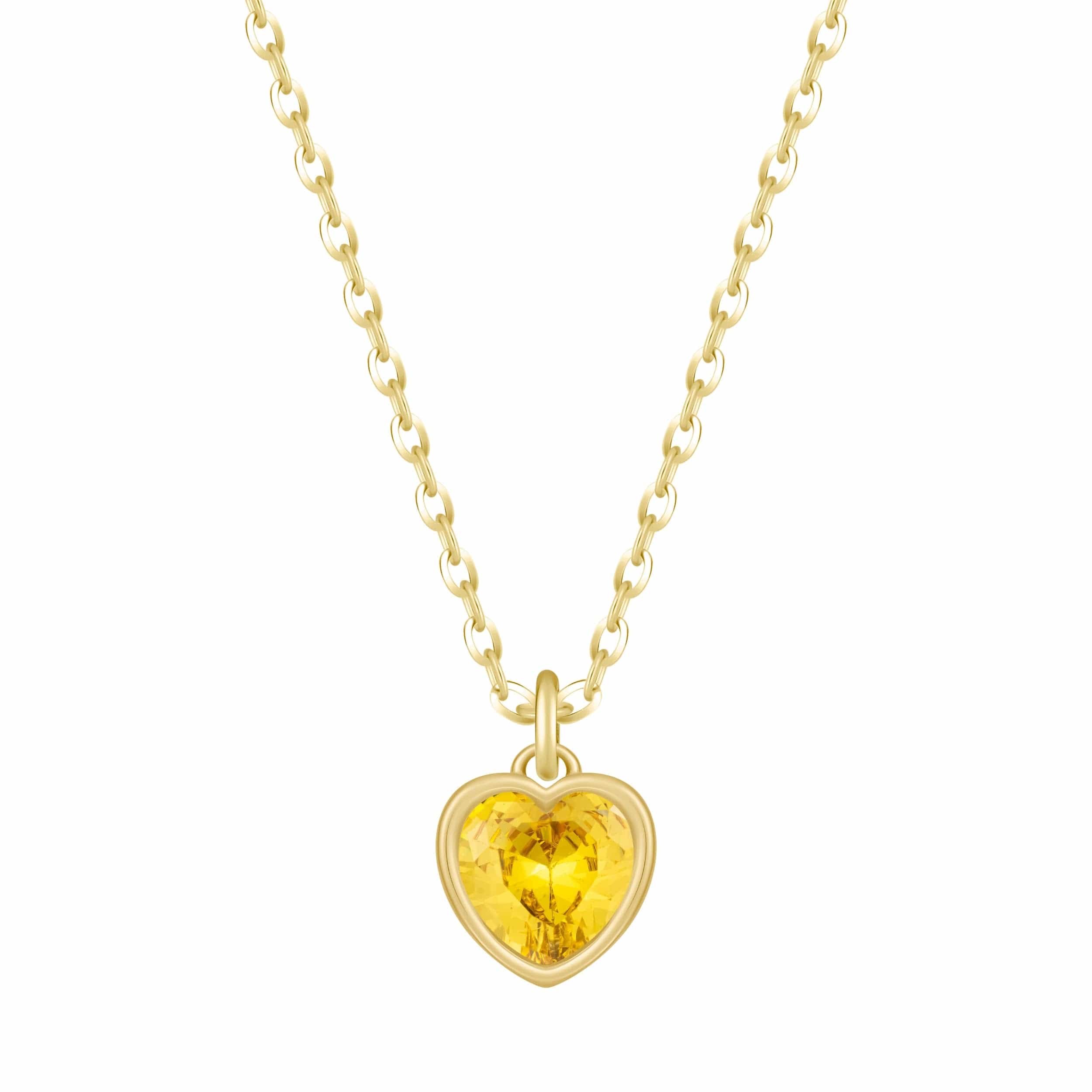 Bohomoon Stainless Steel Love Heart Birthstone Necklace