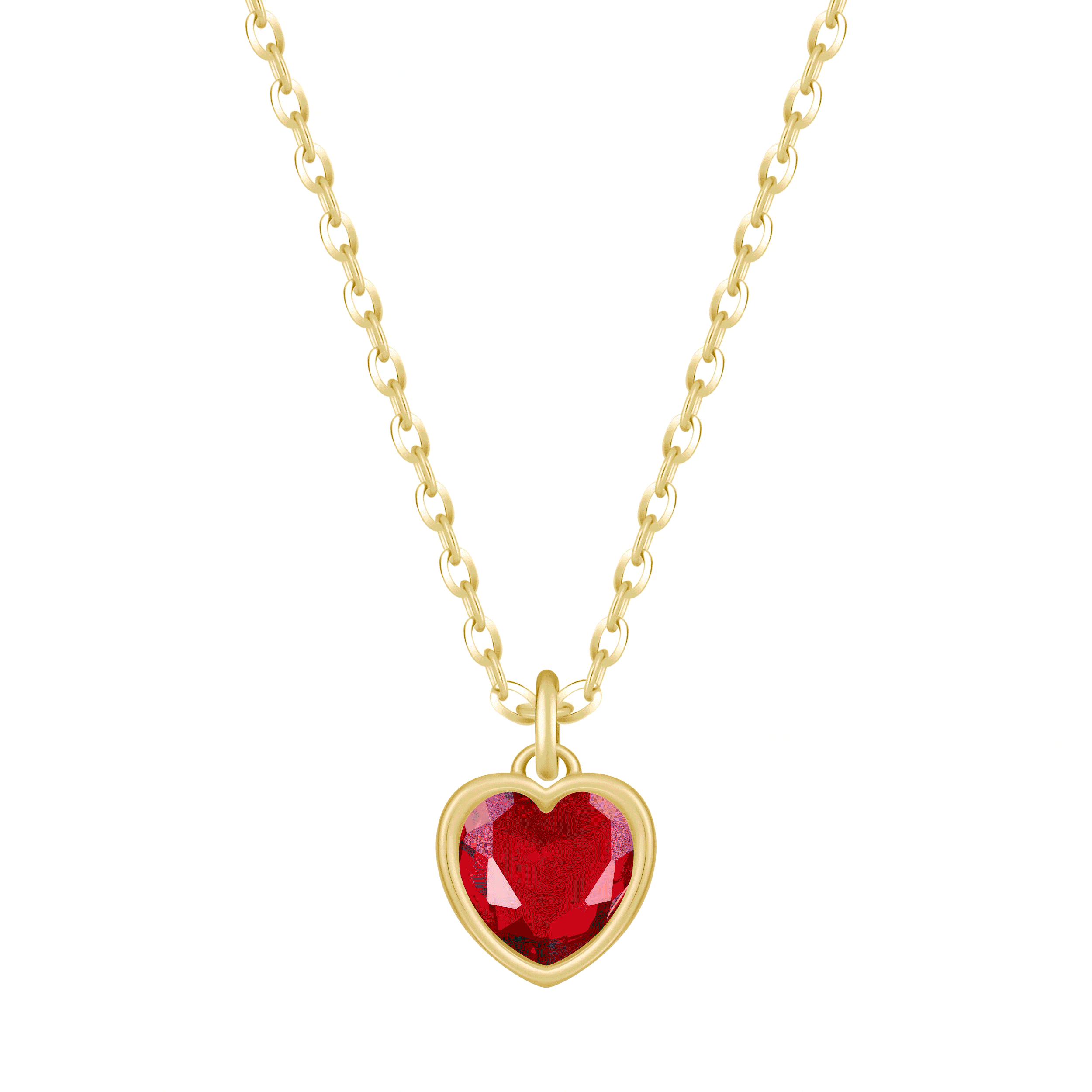 Bohomoon Stainless Steel Love Heart Birthstone Necklace