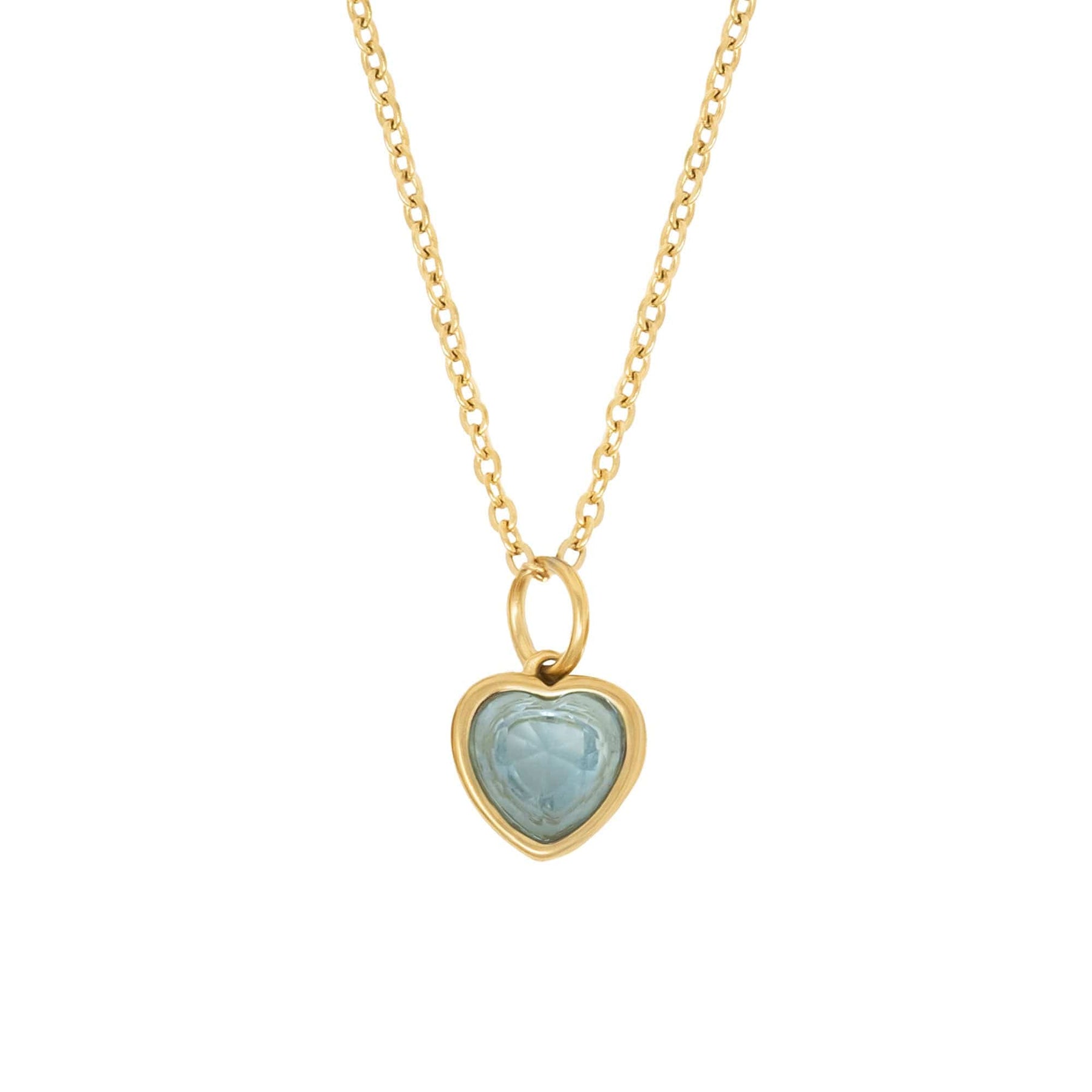 BohoMoon Stainless Steel Love Heart Birthstone Necklace Gold / December