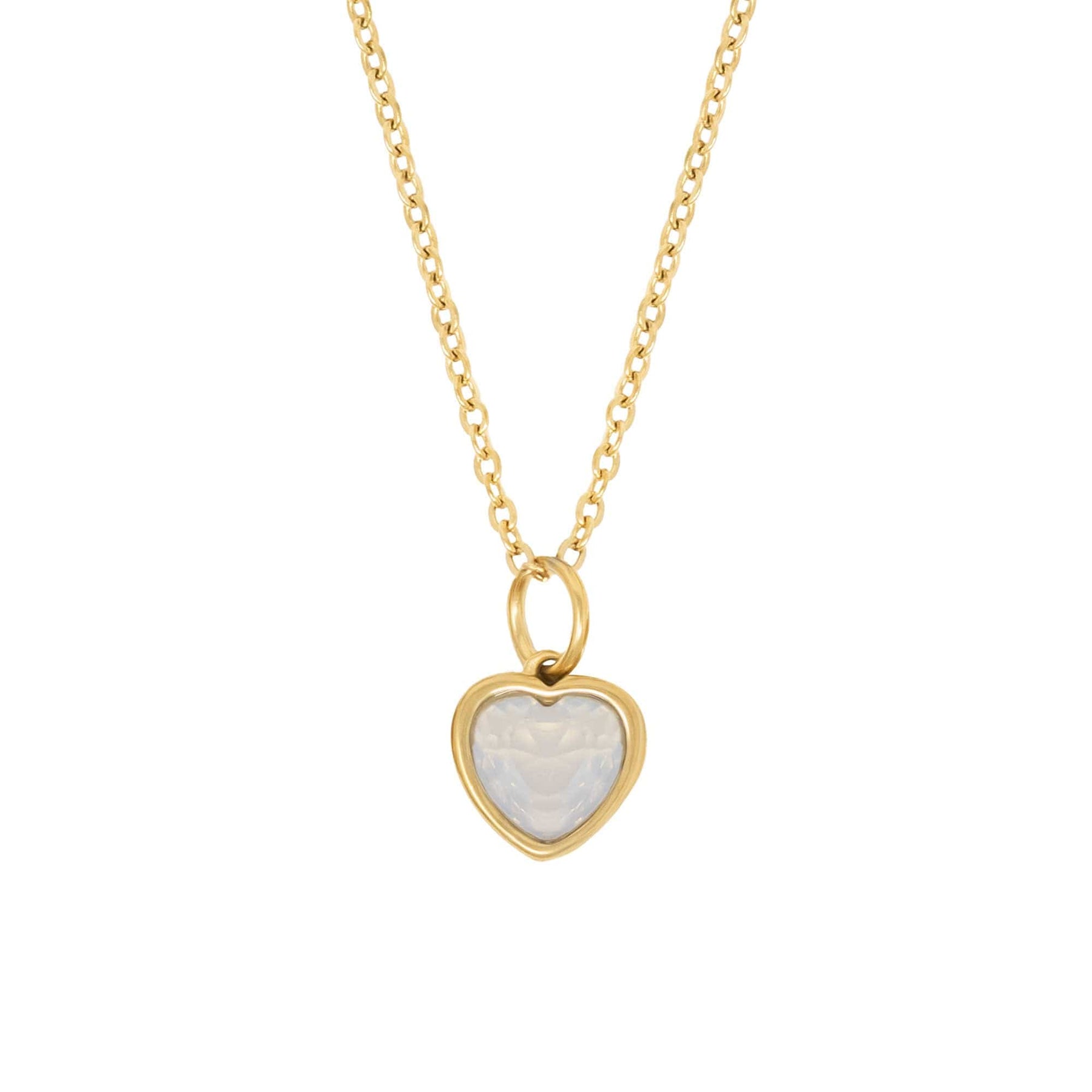 BohoMoon Stainless Steel Love Heart Birthstone Necklace