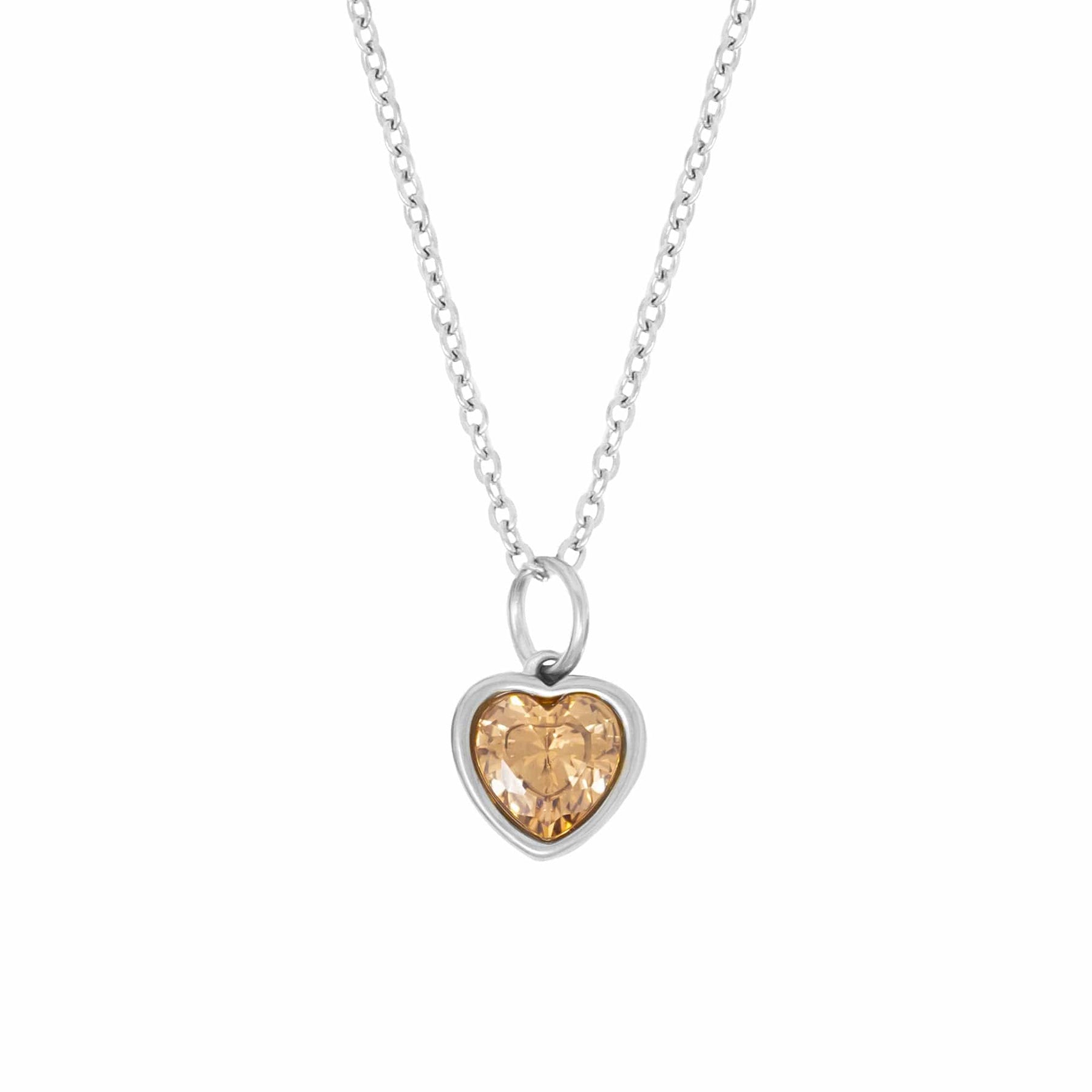 BohoMoon Stainless Steel Love Heart Birthstone Necklace