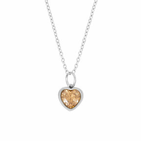 BohoMoon Stainless Steel Love Heart Birthstone Necklace