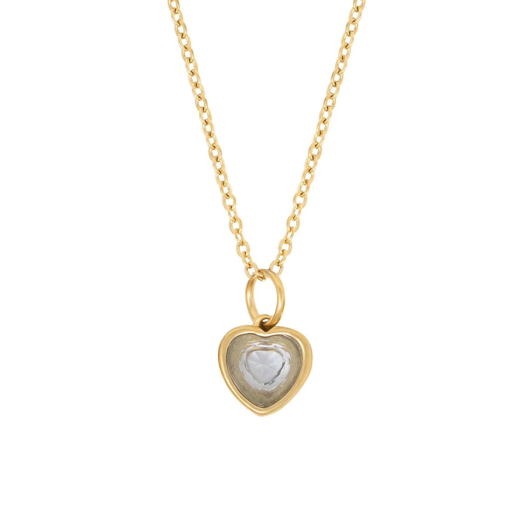 Bohomoon Stainless Steel Love Heart Birthstone Necklace