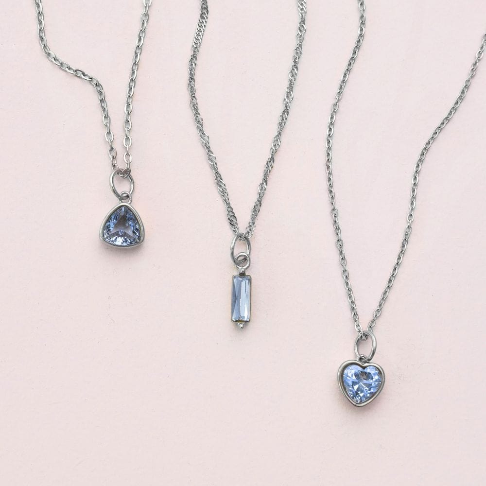 Bohomoon Stainless Steel Love Heart Birthstone Necklace