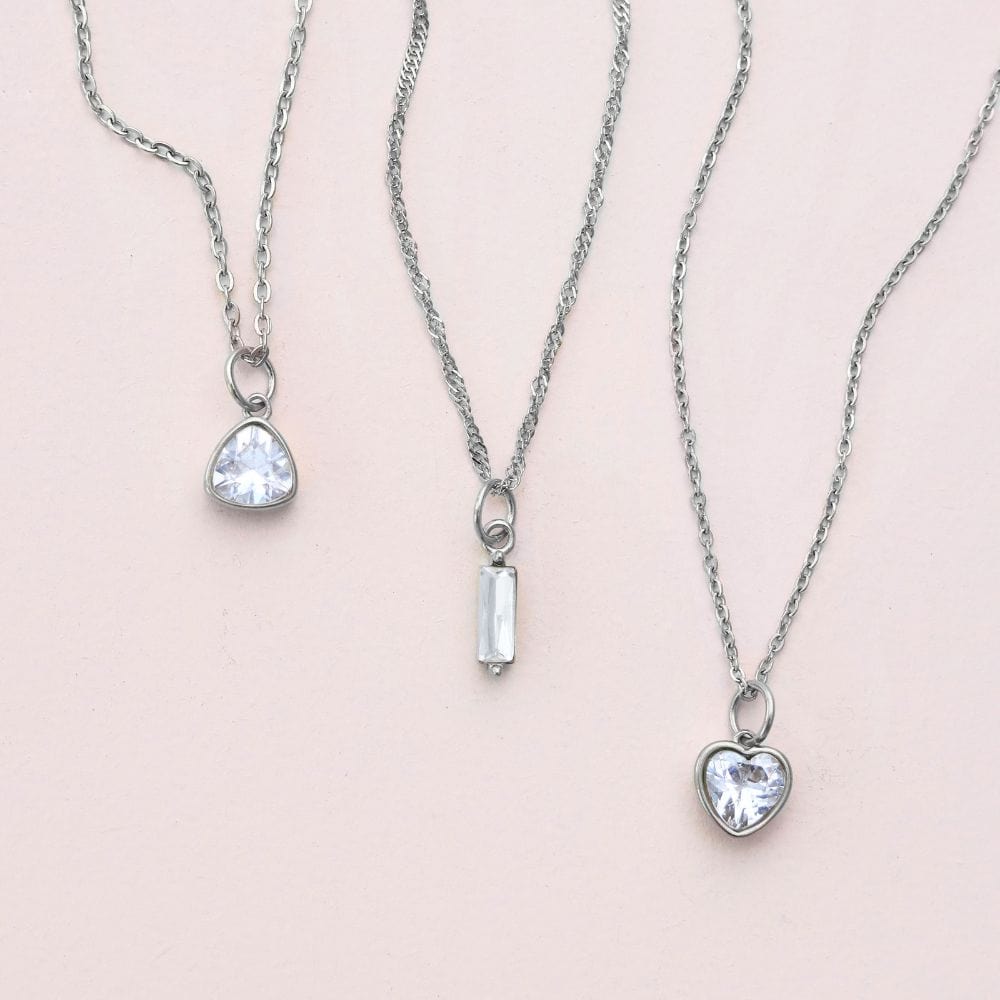 Bohomoon Stainless Steel Love Heart Birthstone Necklace