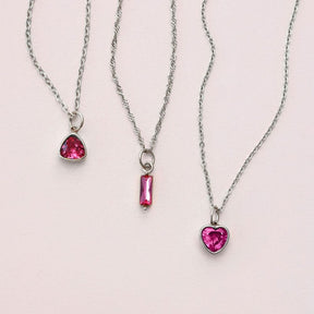 Bohomoon Stainless Steel Love Heart Birthstone Necklace