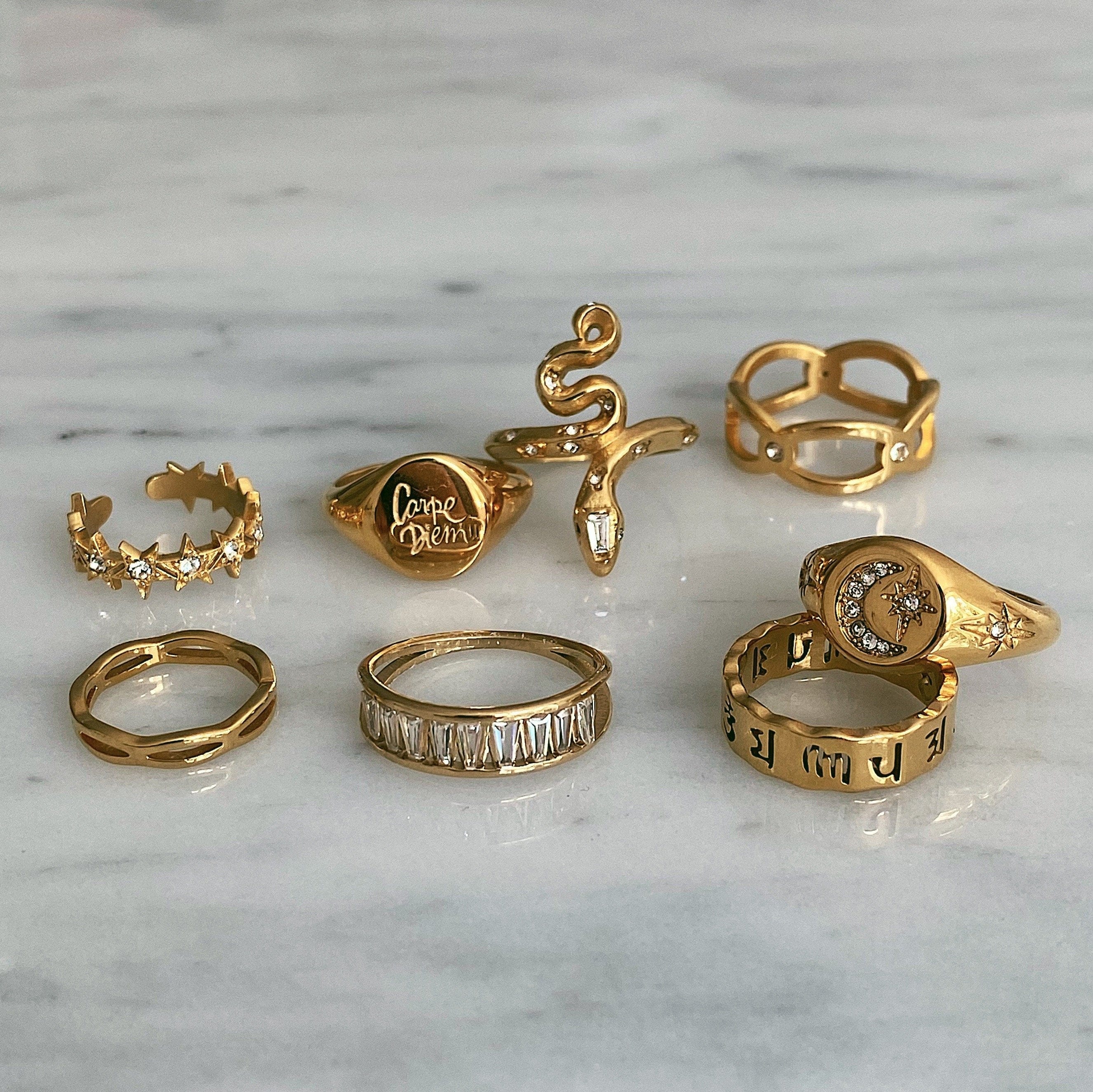BohoMoon Stainless Steel Luna Signet Ring