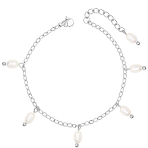 BohoMoon Stainless Steel Milly Pearl Bracelet Silver